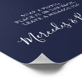 Wedding Foto Guest Moderne Kalligrafie Navy Blue Poster (Ecke)