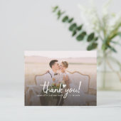Wedding Foto Liebe Herzschrift Vielen Dank Postkarte (Stehend Vorderseite)