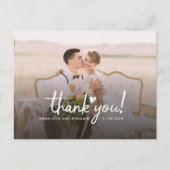Wedding Foto Liebe Herzschrift Vielen Dank Postkarte (Vorderseite)