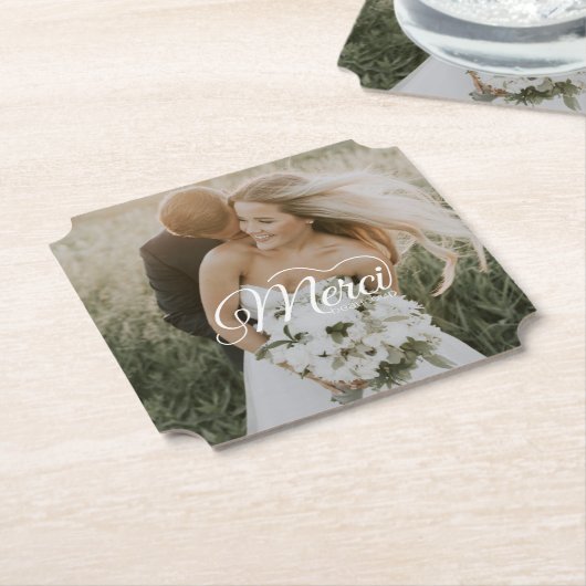 Wedding Foto Merci Beaucoup Untersetzer (angewinkelt)