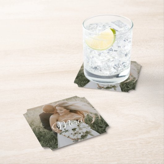 Wedding Foto Merci Beaucoup Untersetzer (Vor Ort)