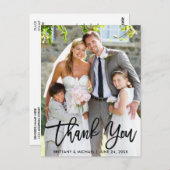 Wedding Foto Modern Brush Script Vielen Dank Postkarte (Vorne/Hinten)