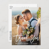 Wedding Foto Modern Brush Script Vielen Dank W Postkarte (Vorne/Hinten)