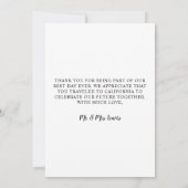 Wedding Foto Modern Heart Swash Script V Dankeskarte (Rückseite)