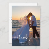 Wedding Foto Modern Heart Swash Script V Dankeskarte (Vorne/Hinten)