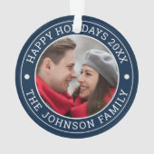 Wedding Foto Mr & Mrs. Elegant Script Newlyweds Ornament (Rückseite)