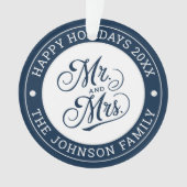 Wedding Foto Mr & Mrs. Elegant Script Newlyweds Ornament (Vorderseite)