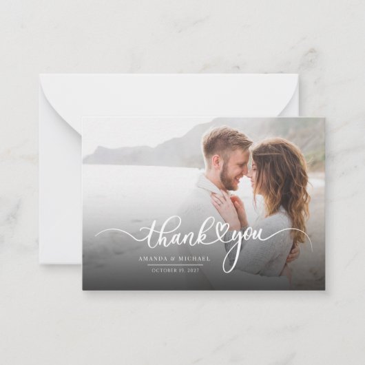 Wedding Foto Newlyweds Moderne Vielen Dank Mitteilungskarte (Vorderseite)