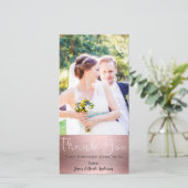Wedding Foto Picture Rose Gold Shine Vielen Dank Dankeskarte (Stehend Vorderseite)