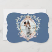 Wedding Foto Regency Era Blue Monogram Save The Date (Rückseite)