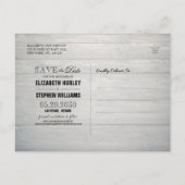 Wedding Foto Save the Date Champagne Glasses Wood Postkarte (Rückseite)