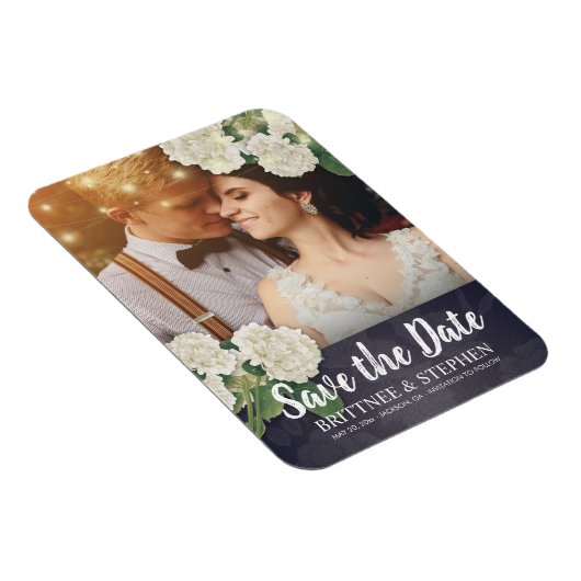 Wedding Foto Save the Date Hydrangea String Light Magnet (Rechte Seite)