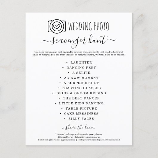 Wedding Foto Scavenger Hunt I Spy Game Flyer (Vorne)