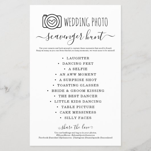 Wedding Foto Scavenger Hunt I Spy Game Flyer (Vorne)
