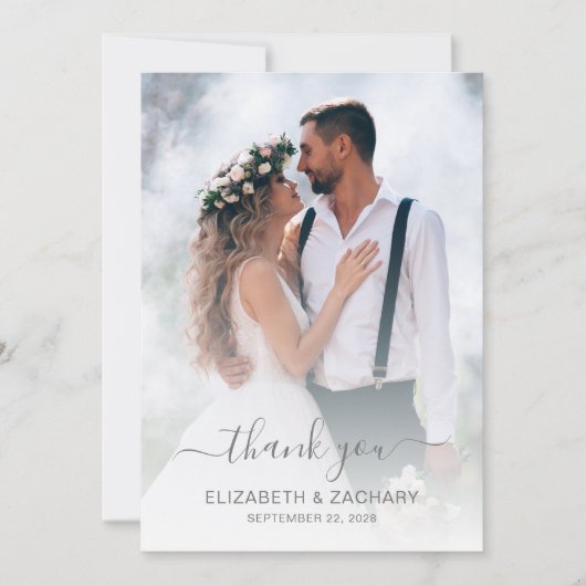 Wedding Foto Silver Glitzer Tropfen Dankeskarte (Vorderseite)