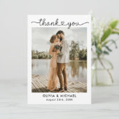 Wedding Foto Simple Elegante Herz Dankeschön Karte (Stehend Vorderseite)