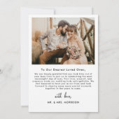 Wedding Foto Simple Elegante Herz Dankeschön Karte (Rückseite)