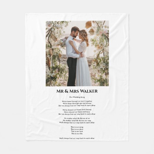Wedding Foto Song Texte Fleece Blanket (Vorderseite)