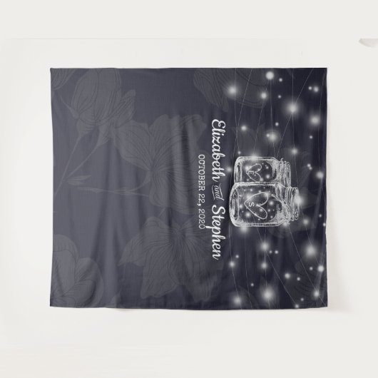 Wedding Foto Stand Hintergrund Mason Jars Lights Wandteppich (Vorderseite (Horizontal))