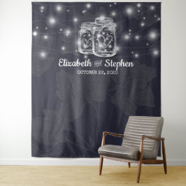 Wedding Foto Stand Hintergrund Mason Jars Lights Wandteppich