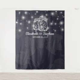 Wedding Foto Stand Hintergrund Mason Jars Lights Wandteppich