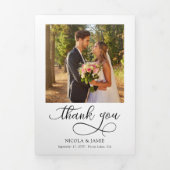 Wedding Foto Vielen Dank 10 Pic Elegant Calligrafy Dreifach Gefaltete Karte (Cover)