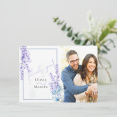 Wedding Foto Vielen Dank | Aquarelllavener Dankeskarte (Stehend Vorderseite)