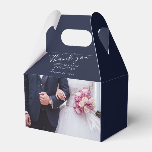 Wedding Foto Vielen Dank Blue Personalizable Geschenkschachtel (Vorderseite)