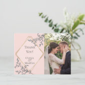 Wedding Foto Vielen Dank | Coral Floral Dankeskarte (Stehend Vorderseite)