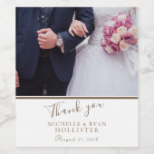 Wedding Foto Vielen Dank Elegant Personalizable Weinetikett (Einzelnes Label)