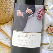 Wedding Foto Vielen Dank Elegant Personalizable Weinetikett