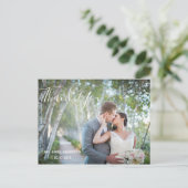 Wedding Foto Vielen Dank | Elegante Script Postcar Postkarte (Stehend Vorderseite)
