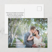 Wedding Foto Vielen Dank | Elegante Script Postcar Postkarte (Vorne/Hinten)