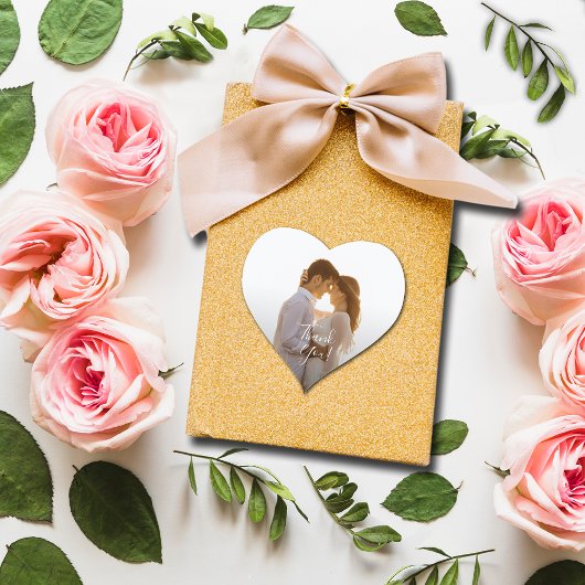 Wedding Foto Vielen Dank Herz-Aufkleber