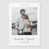 Wedding Foto Vielen Dank Magnet Blue Typografie (Vorderseite)