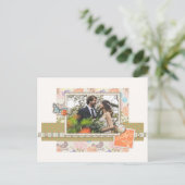 Wedding Foto Vielen Dank Vintag Ephemera Collage Postkarte (Stehend Vorderseite)