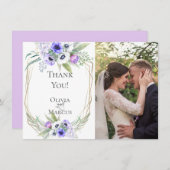 Wedding Foto Vielen Dank | Violet Anemone Floral Dankeskarte (Vorne/Hinten)
