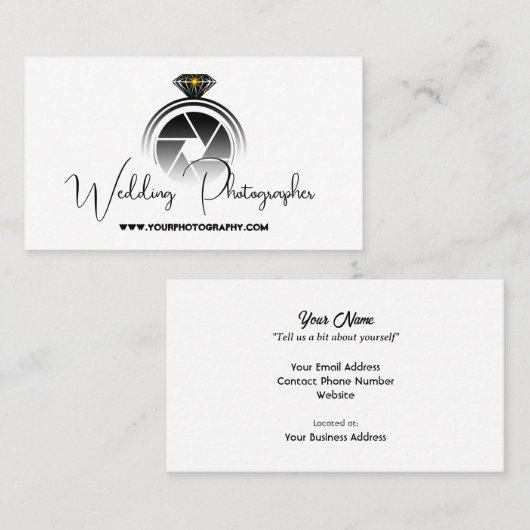 Wedding Fotograf v2 (mit Camera Flash) Visitenkarte (Vorne/Hinten)