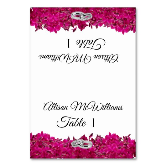 Wedding-Fuchsia Orchids White- Tischnummer (Vorderseite)