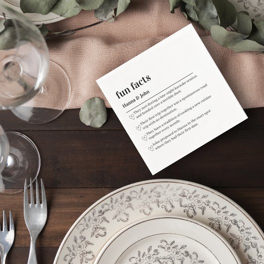 Wedding Fun Facts Cocktail Napkin Serviette