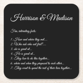 Wedding Fun Fakten Custom Couple Script Namen Rechteckiger Pappuntersetzer
