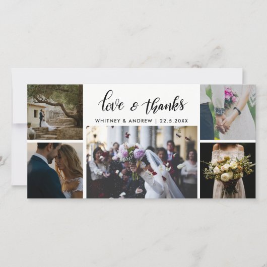Wedding fünf Foto-Liebe u. Dank-Skript Dankeskarte (Vorderseite)