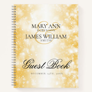 Wedding Gast Book Gold Shimmer Lights Notizblock