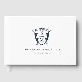 Wedding Gast Book Monogram Wappen Navy Blue Gästebuch