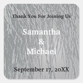 Wedding Gast Elegante Silver Stripes Vielen Dank Quadratischer Aufkleber