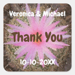 Wedding Gast Vielen Dank Cactus Bloom Southwest Quadratischer Aufkleber