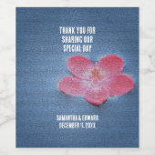 Wedding Gast Vielen Dank Pink Blume Empfang Weinetikett (Einzelnes Label)