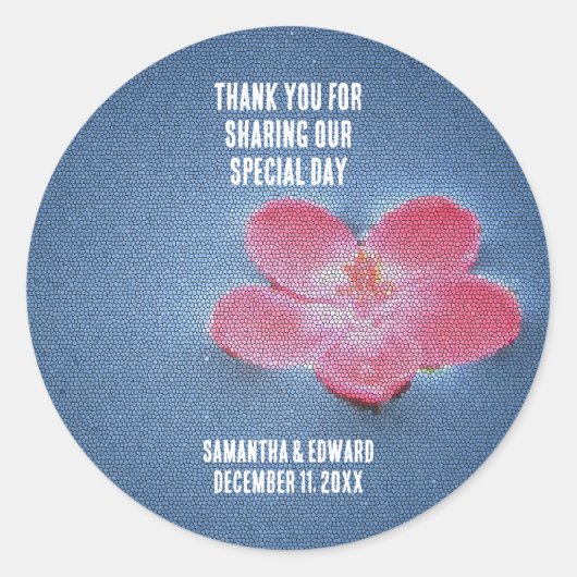 Wedding Gast Vielen Dank Pink Blume Umschlag Aufkl Runder Aufkleber (Vorderseite)