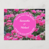 Wedding Gast Vielen Dank Pink Blume Wertschätzung Postkarte (Vorderseite)