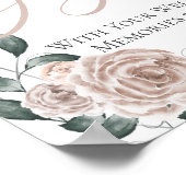 Wedding GastBook Jenga Dusty Rose Floral Sign 2 Poster (Ecke)